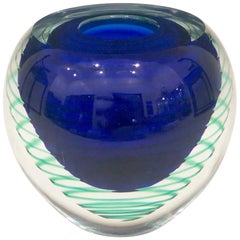1950s Italian Flavio Poli Seguso Murano Sommerso Organic Glass Vase