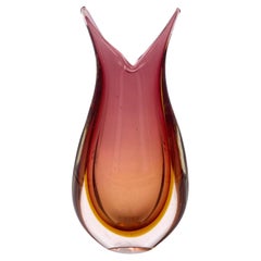 1950s Italian Flavio Poli Seguso Murano Sommerso Organic Glass Vase
