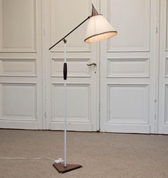 1950s Italian Floor Lamp Build By "van Doorn Culemborg" Brass And Teak Details