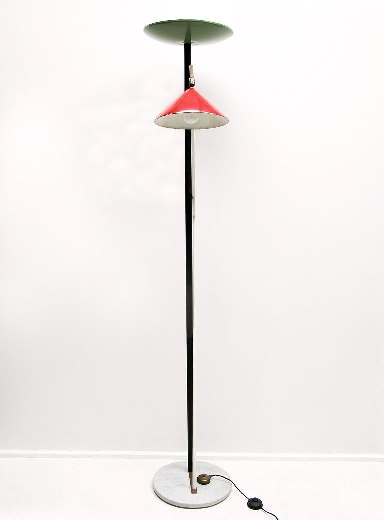 1950s Italian Floor Lamp Torchere Uplighter Attributed to Stilnovo In Good Condition For Sale In Shepperton, Surrey