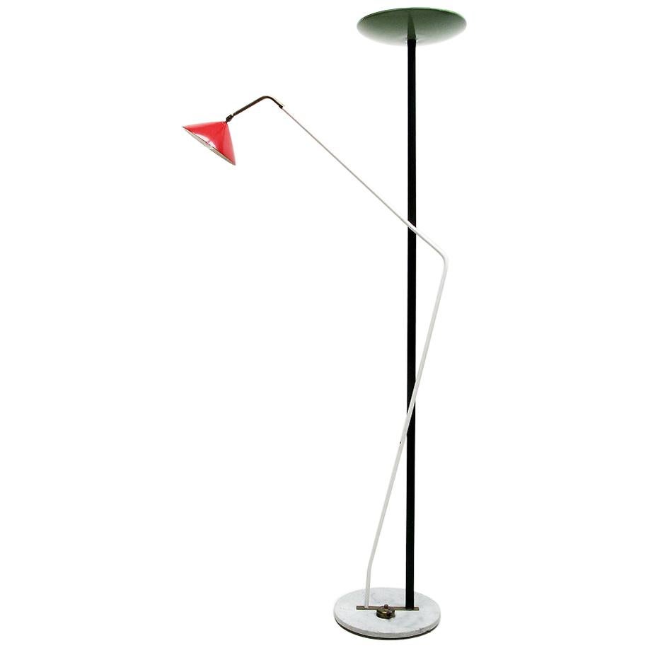 1950s Italian Floor Lamp Torchere Uplighter Attributed to Stilnovo For Sale