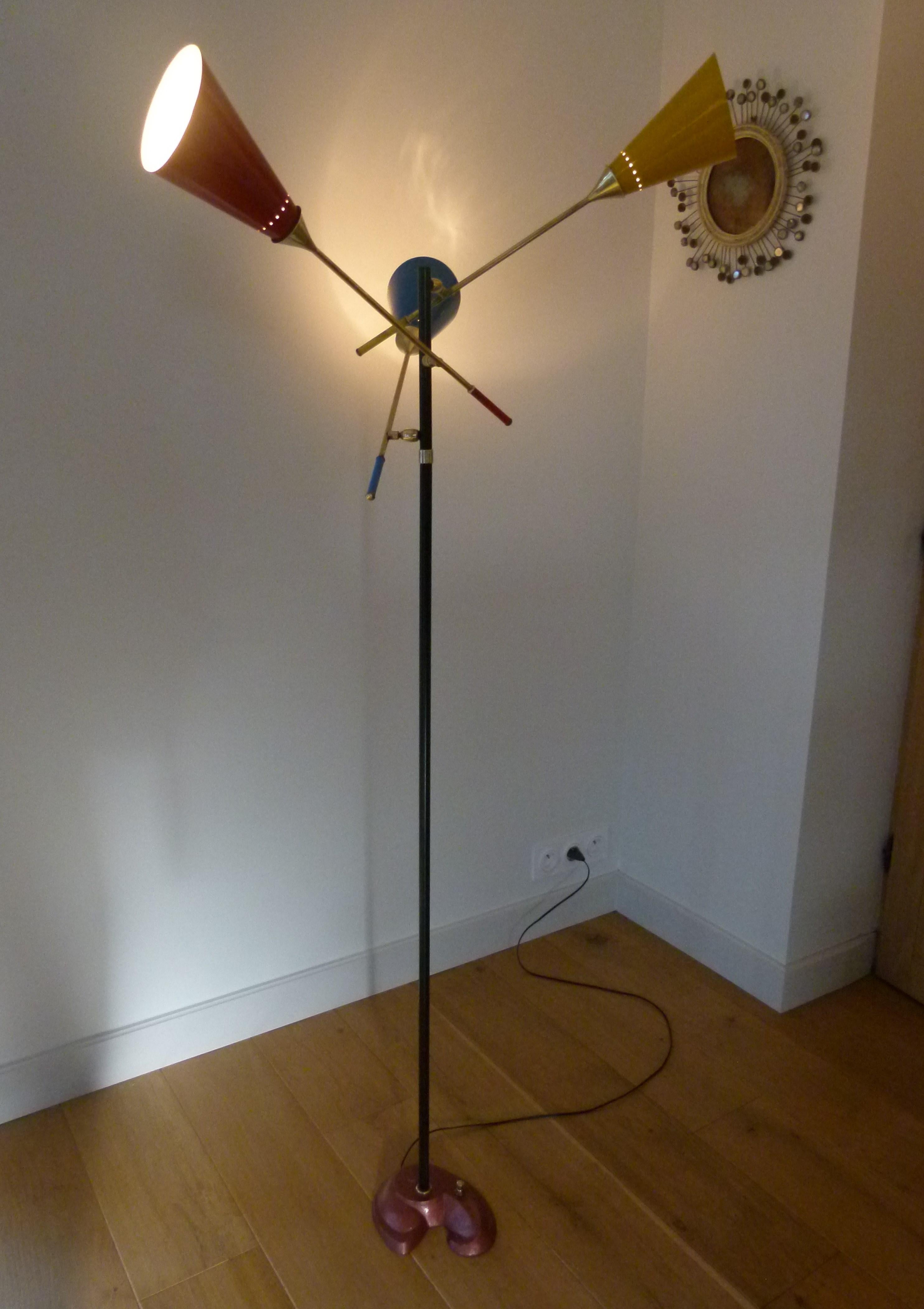 1950s Italian Floor Lamp with Three Lighted Arms by Arredoluce 9
