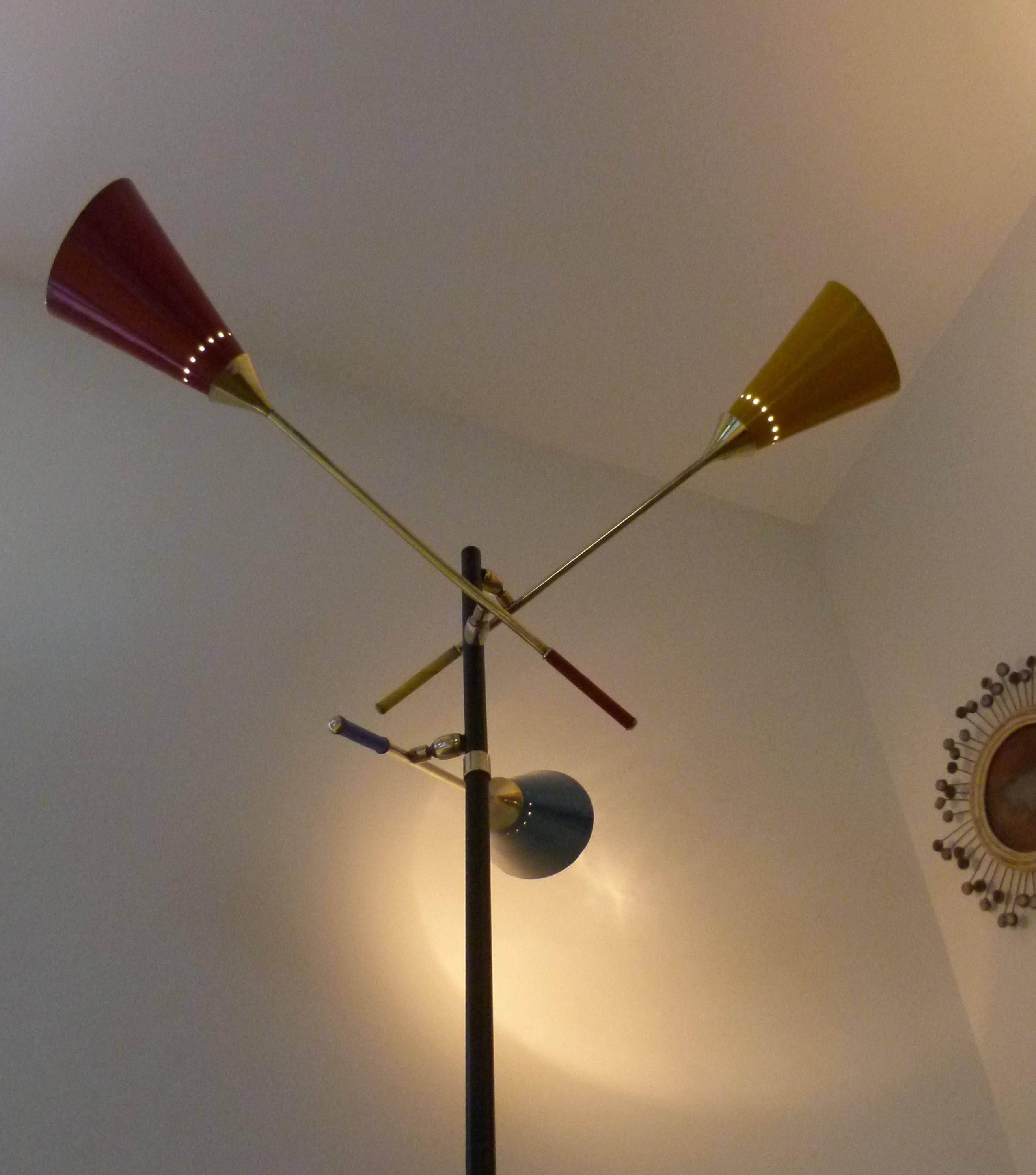 1950s Italian Floor Lamp with Three Lighted Arms by Arredoluce 12