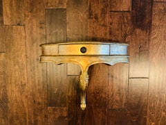 1950s Italian Florentine Gilt Wall Hanging Demilune Console Shelf, Oversized
