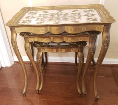 1950s Italian Florentine Gilted Nesting Tables, a Set