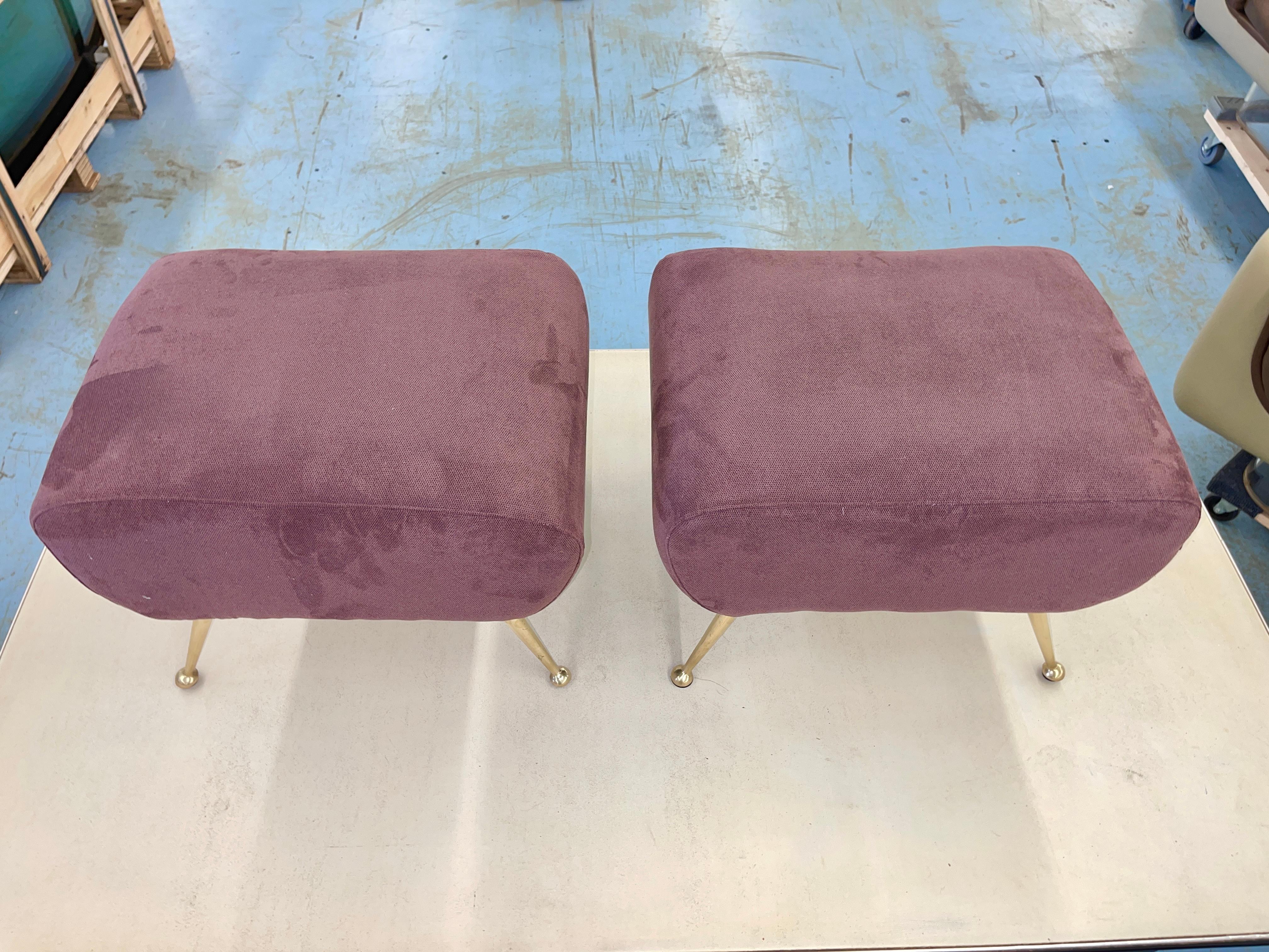 1950's Italian Foot Stools with Solid Brass Tapered Legs 9