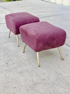1950's Italian Foot Stools with Solid Brass Tapered Legs