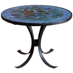 1950s Italian Forged Iron and Vitreous Glass Mosaic Table
