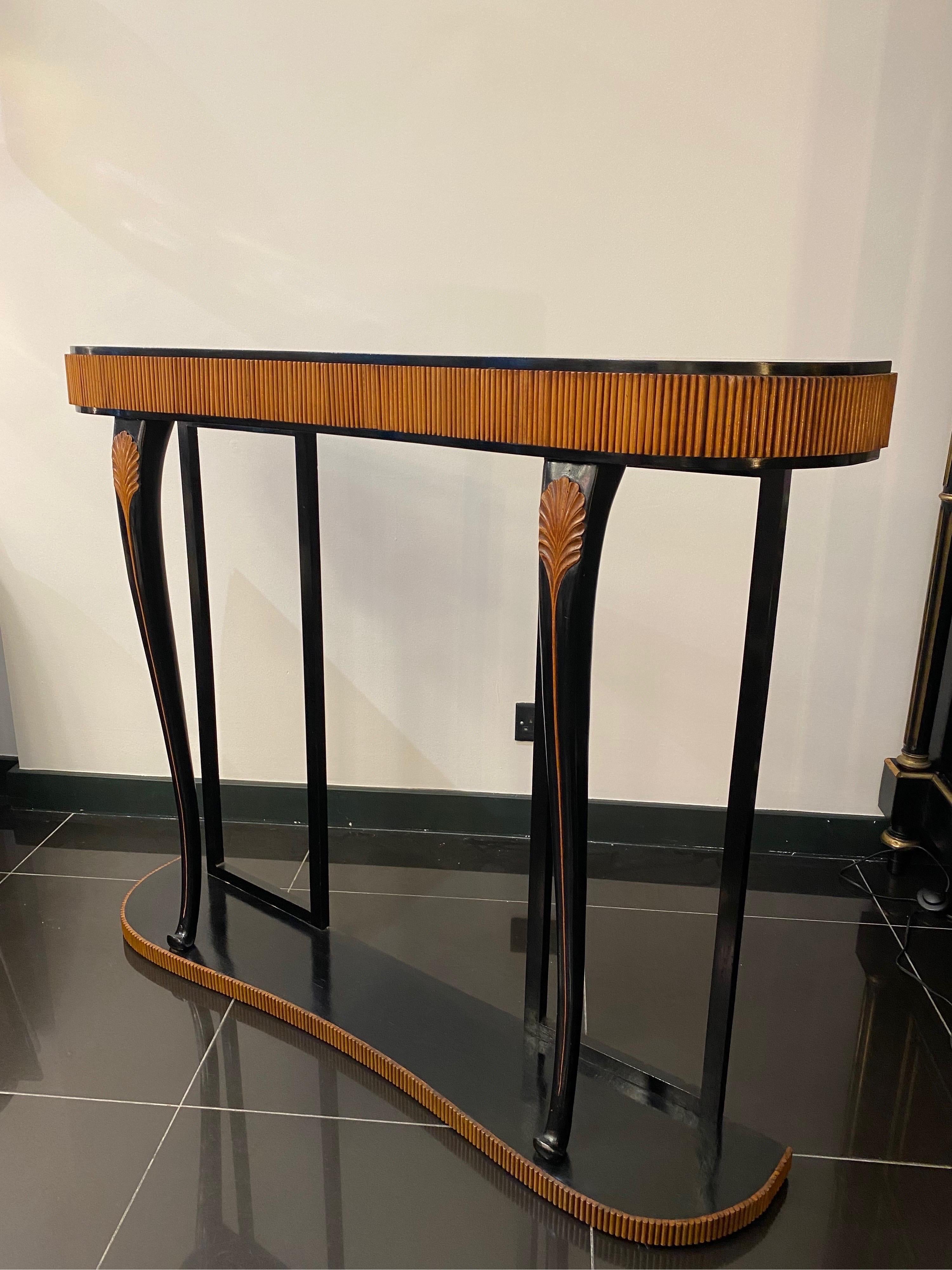 Lacquered 1950s Italian Four Drawers Console Table
