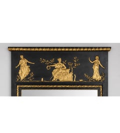1950s Italian Friedman Brothers Neoclassical Black and Gilt Mirrors - Pair