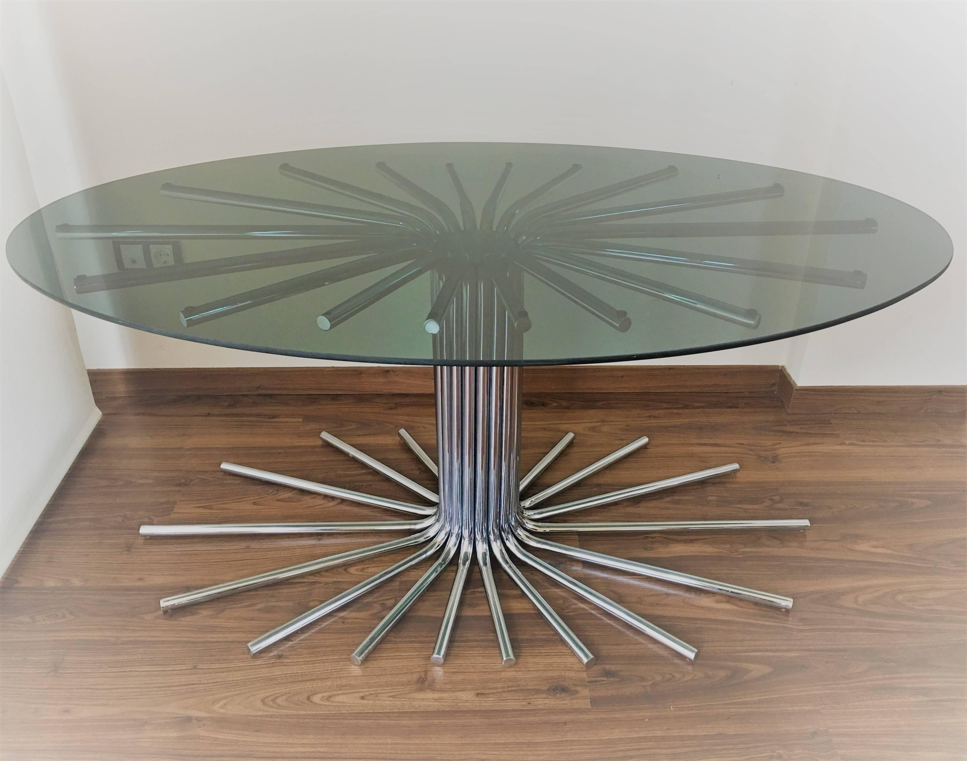 1950s Italian Fume' Glass Top Dining Table in the Manner Gastone Rinaldi For Sale 1