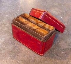 1950s Italian Genuine Leather Playing Card Box, Florence