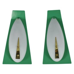 Vintage 1950's Italian Geometric Wall Lights, Set of Two