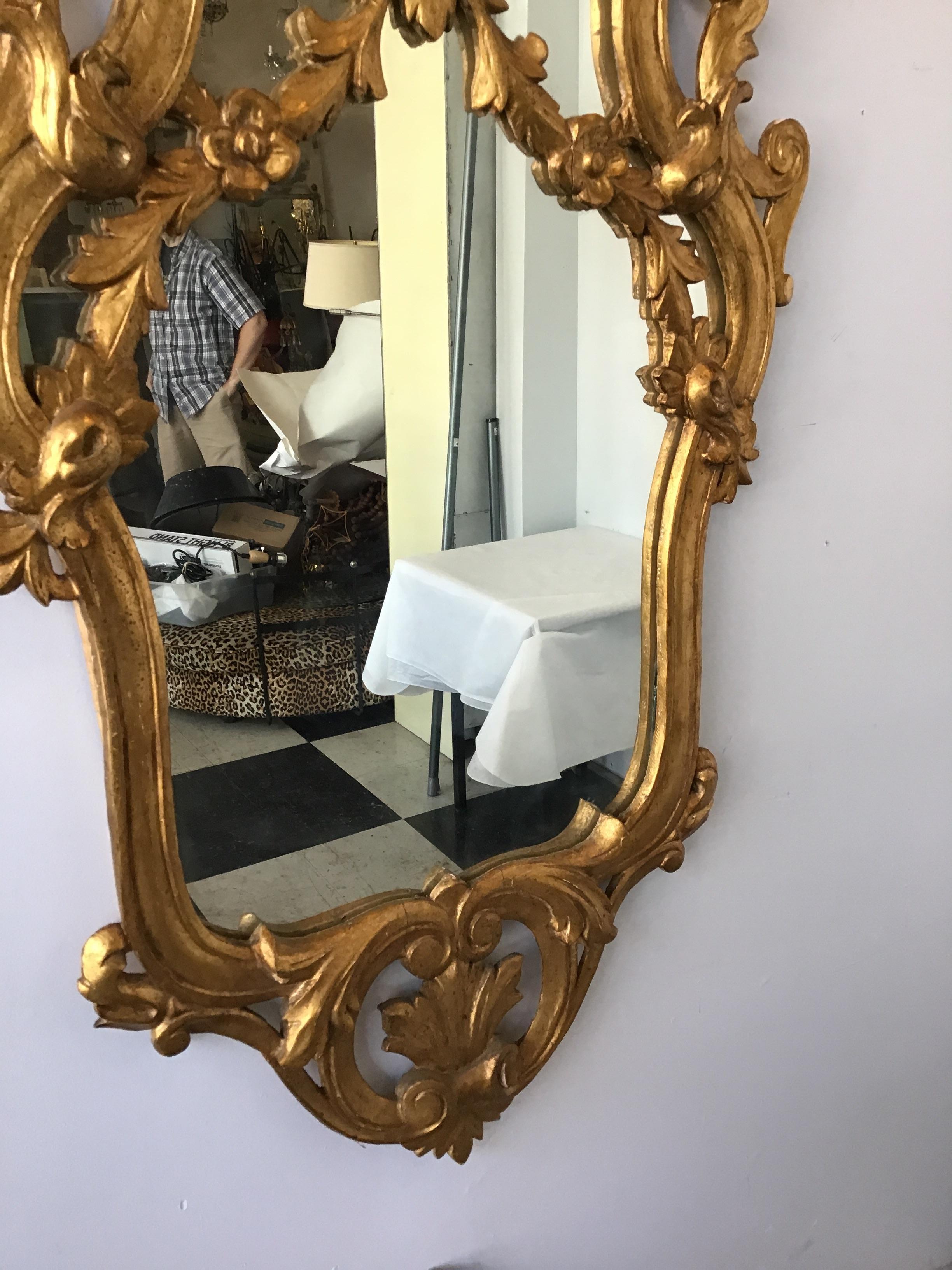 1950s Italian Gilt Carved Wood Mirror For Sale 1