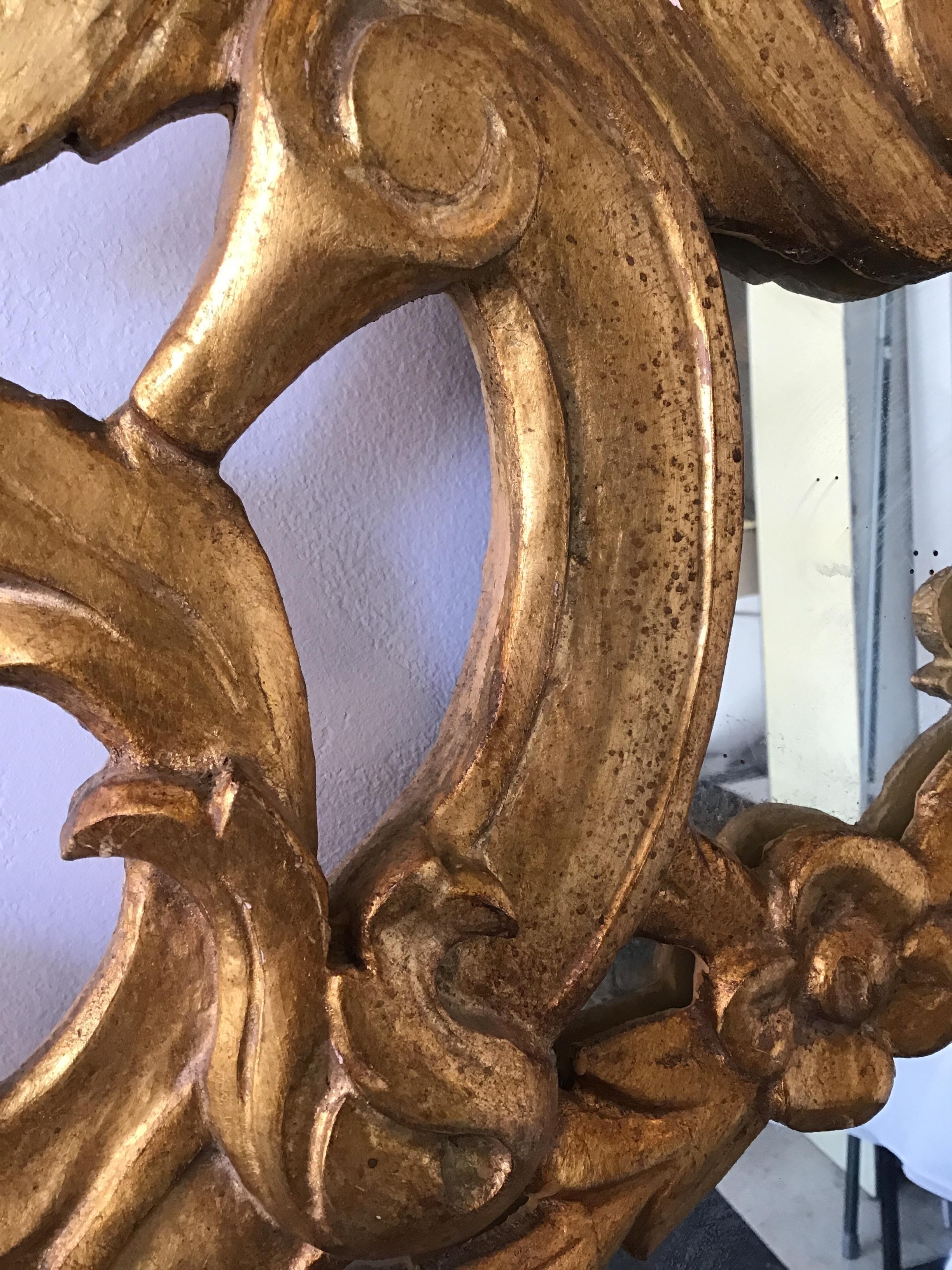 1950s Italian Gilt Carved Wood Mirror For Sale 4