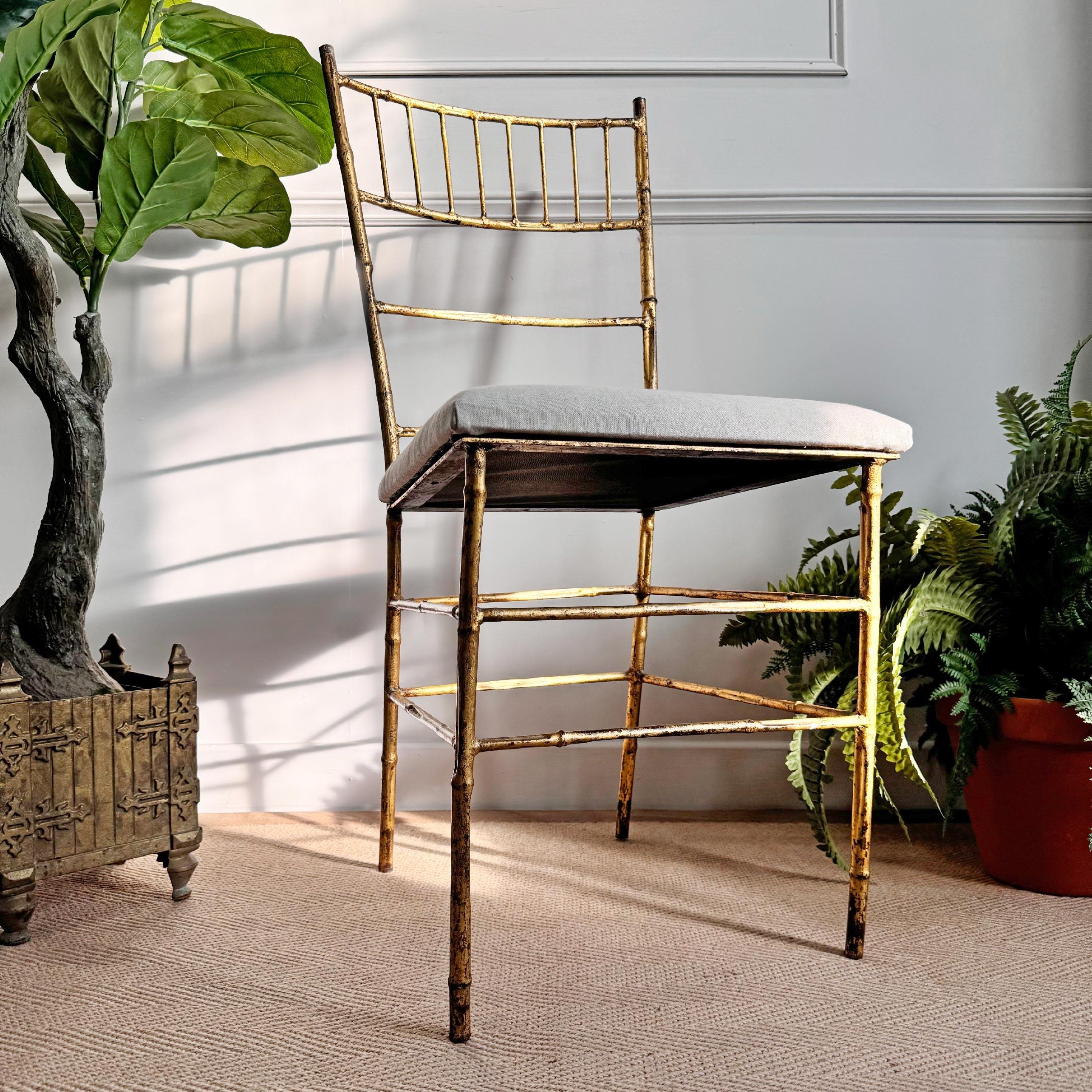 1950’s Italian Gilt Iron Faux Bamboo Chair For Sale 6