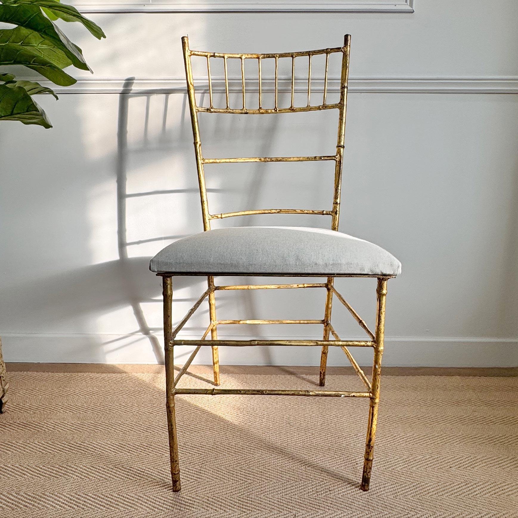 1950’s Italian Gilt Iron Faux Bamboo Chair For Sale 8