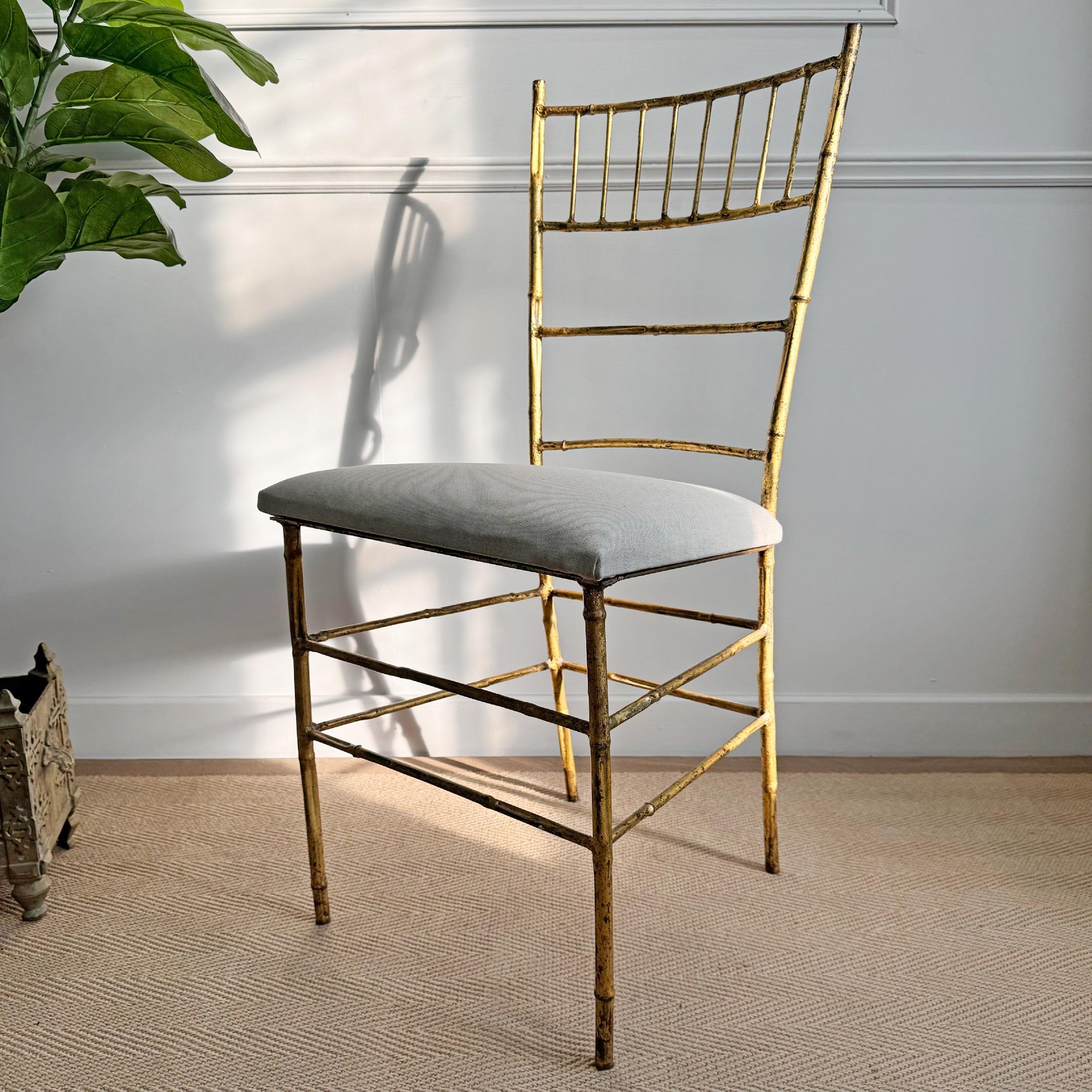 1950’s Italian Gilt Iron Faux Bamboo Chair In Good Condition For Sale In Hastings, GB