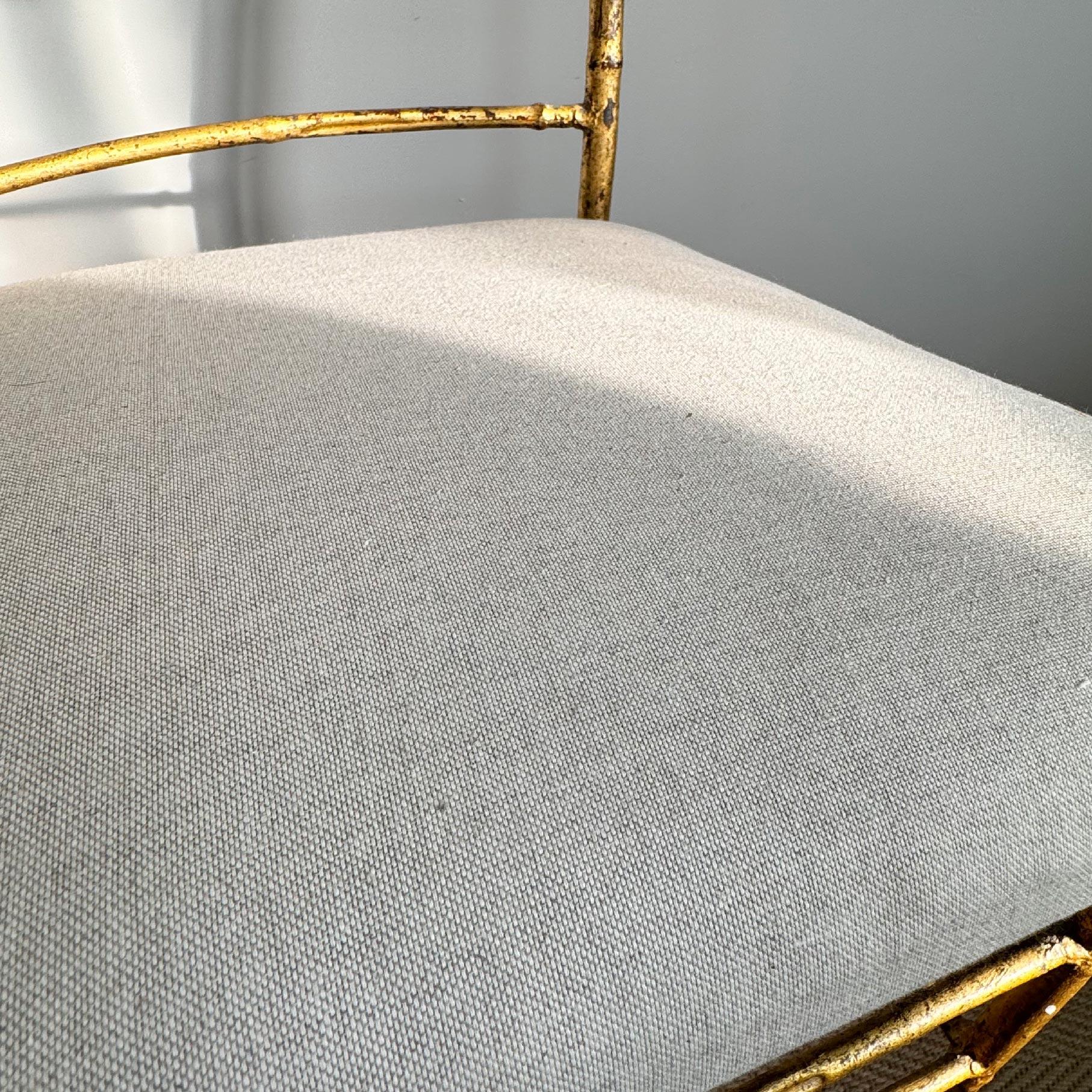 Mid-20th Century 1950’s Italian Gilt Iron Faux Bamboo Chair For Sale