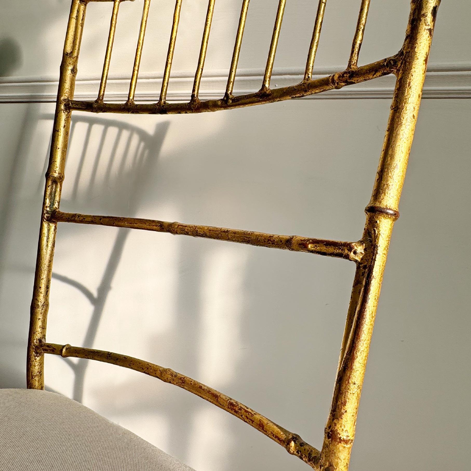 1950’s Italian Gilt Iron Faux Bamboo Chair For Sale 1