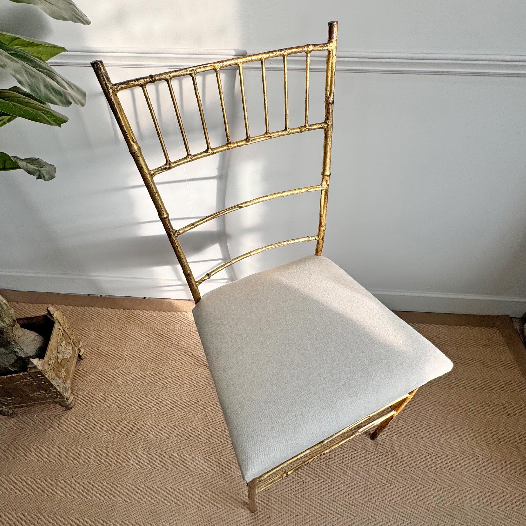 1950’s Italian Gilt Iron Faux Bamboo Chair For Sale 2