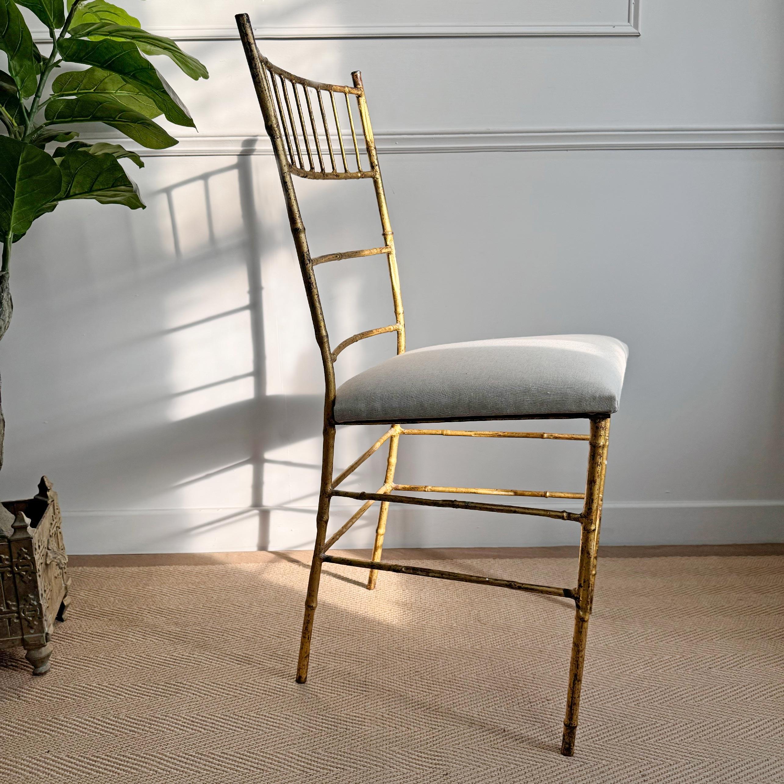1950’s Italian Gilt Iron Faux Bamboo Chair For Sale 4