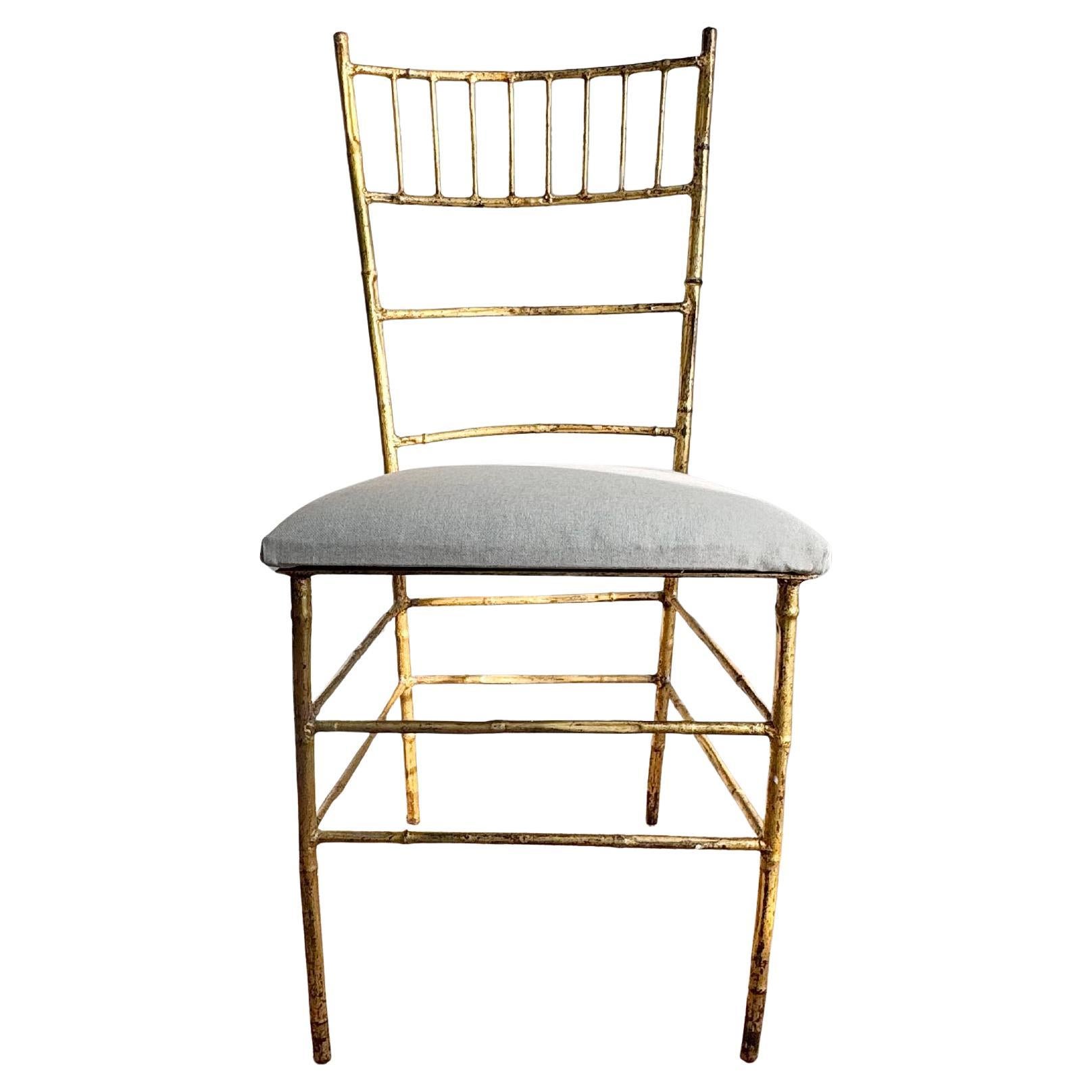 1950’s Italian Gilt Iron Faux Bamboo Chair