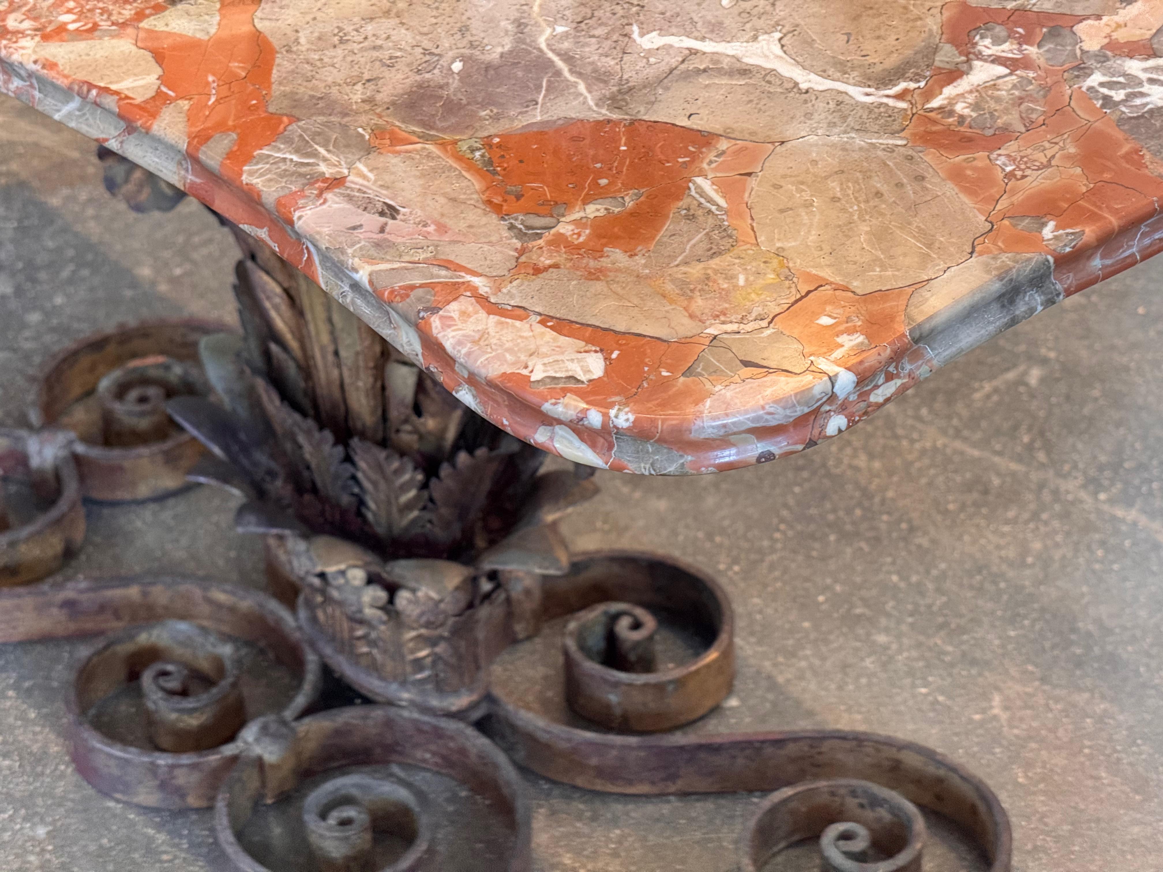 1950s Italian Gilt Marble Top Table For Sale 5
