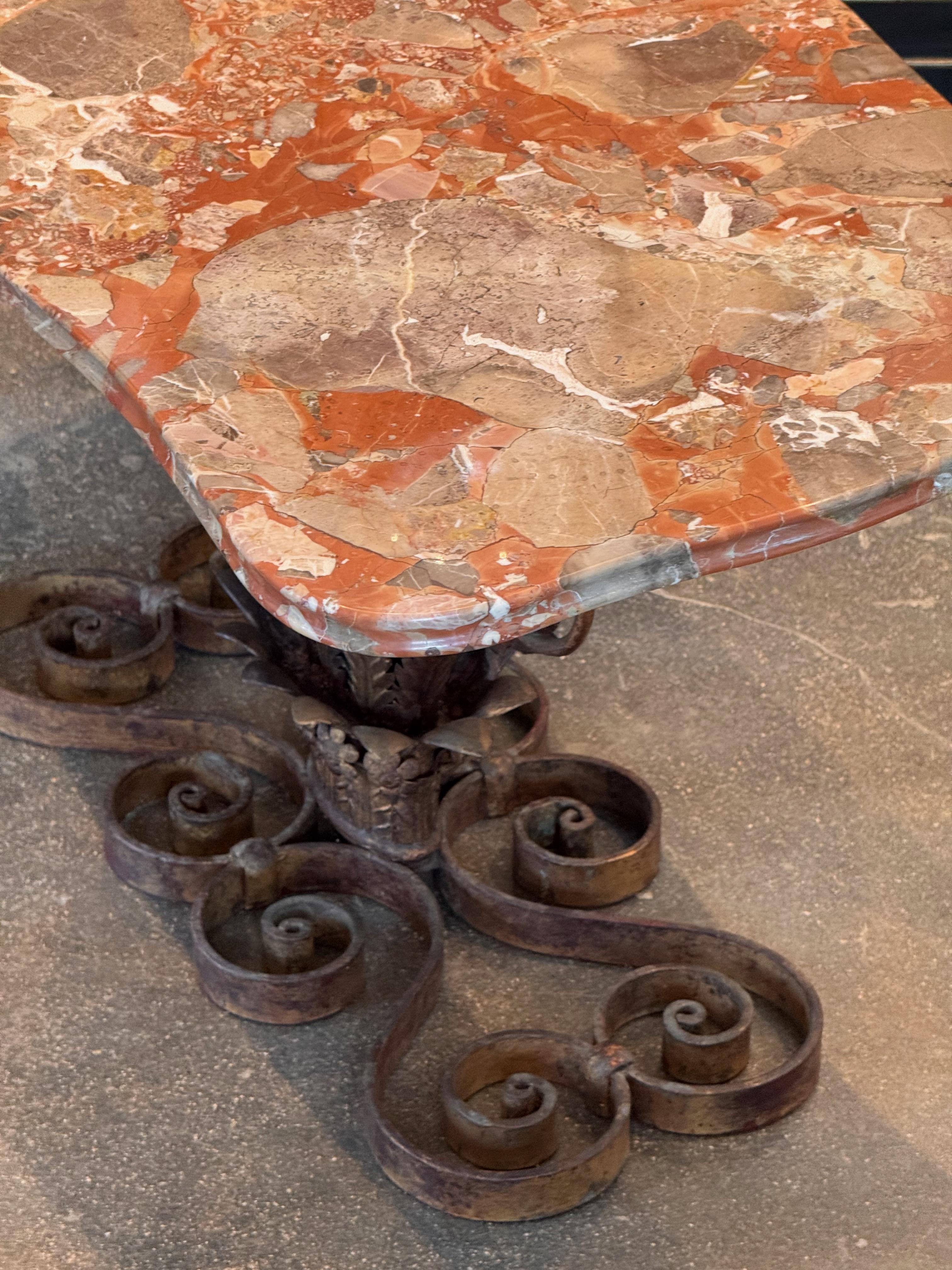 1950s Italian Gilt Marble Top Table For Sale 2