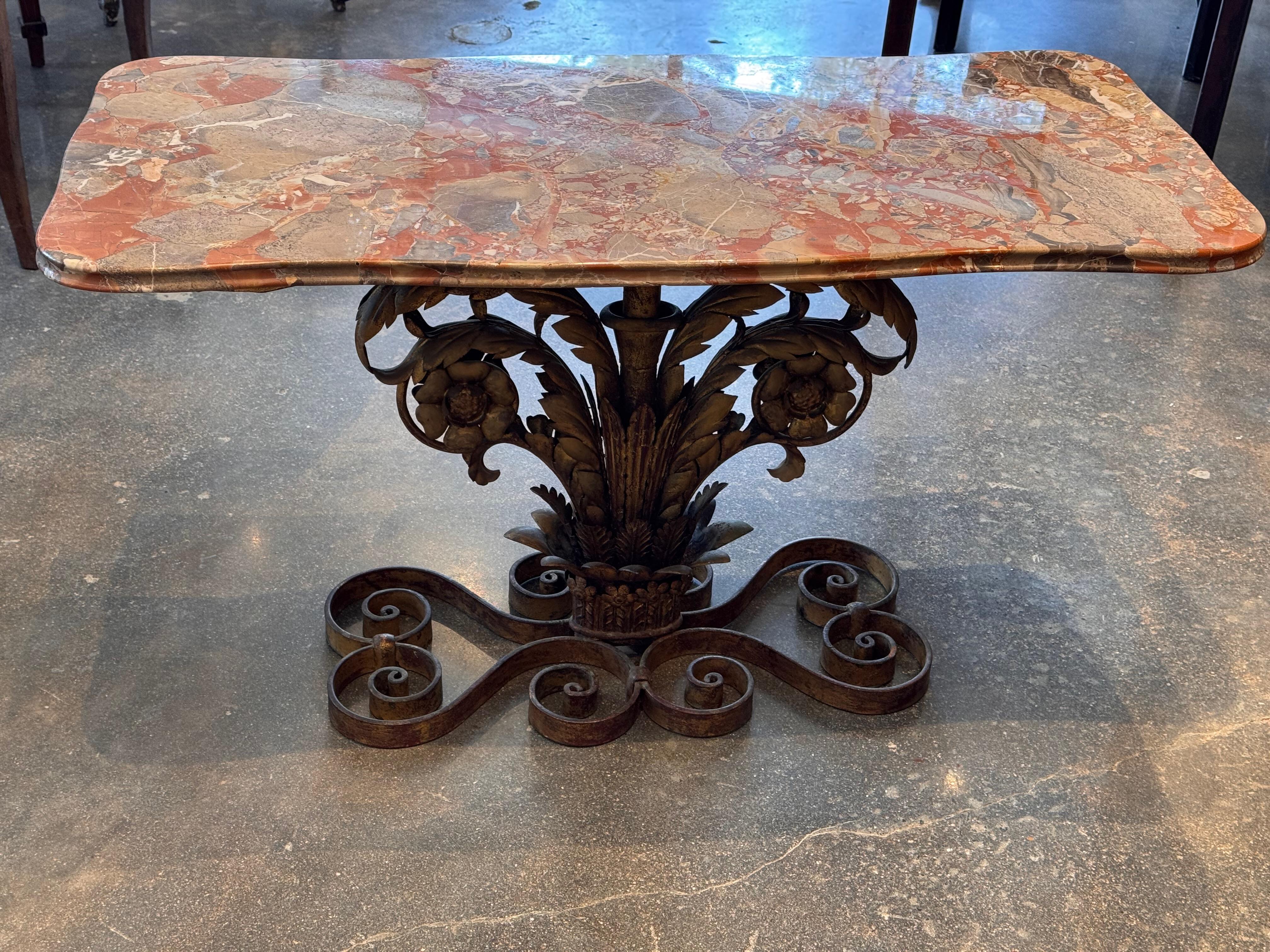 1950s Italian Gilt Marble Top Table For Sale 3
