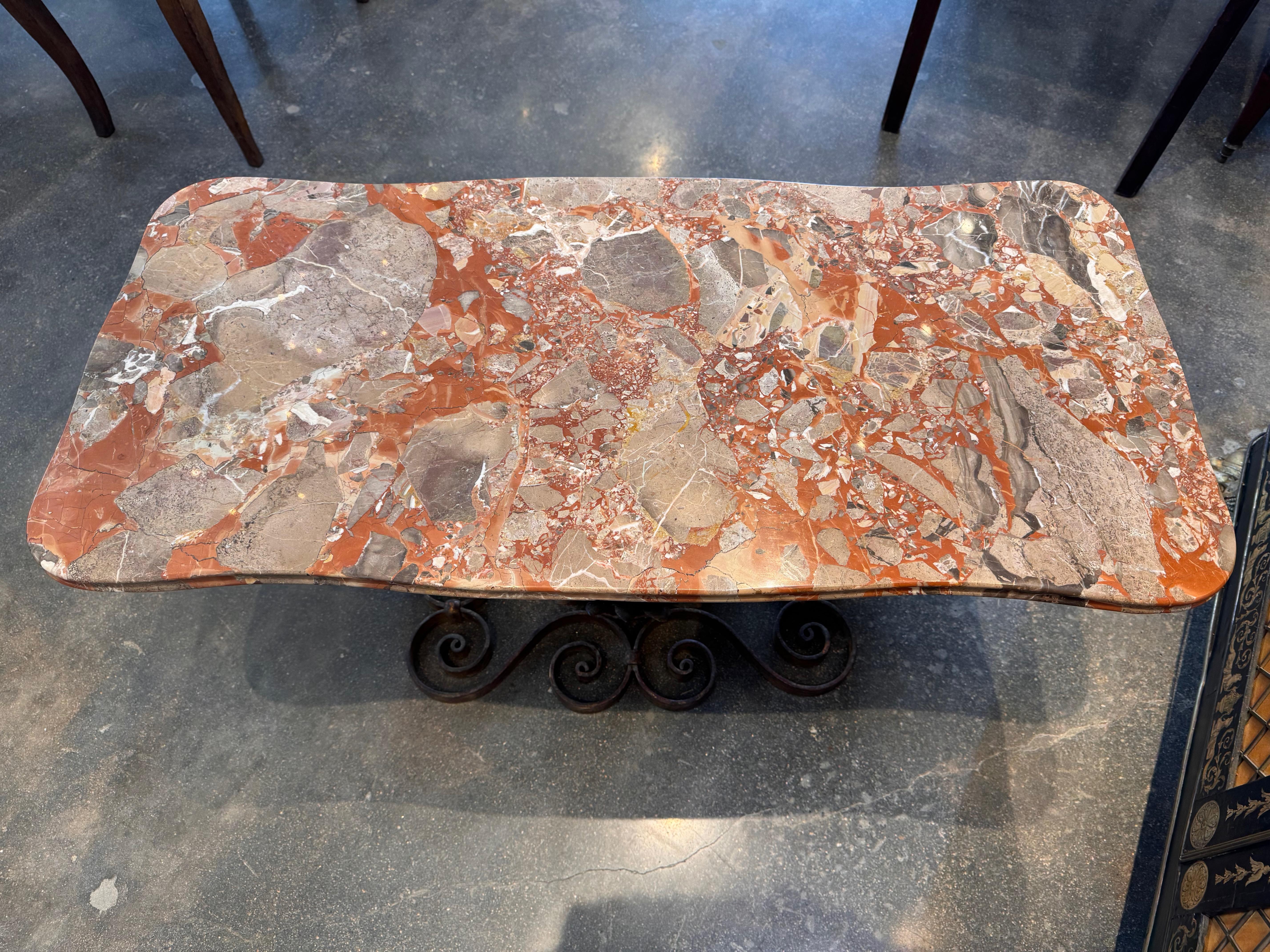 1950s Italian Gilt Marble Top Table For Sale 4