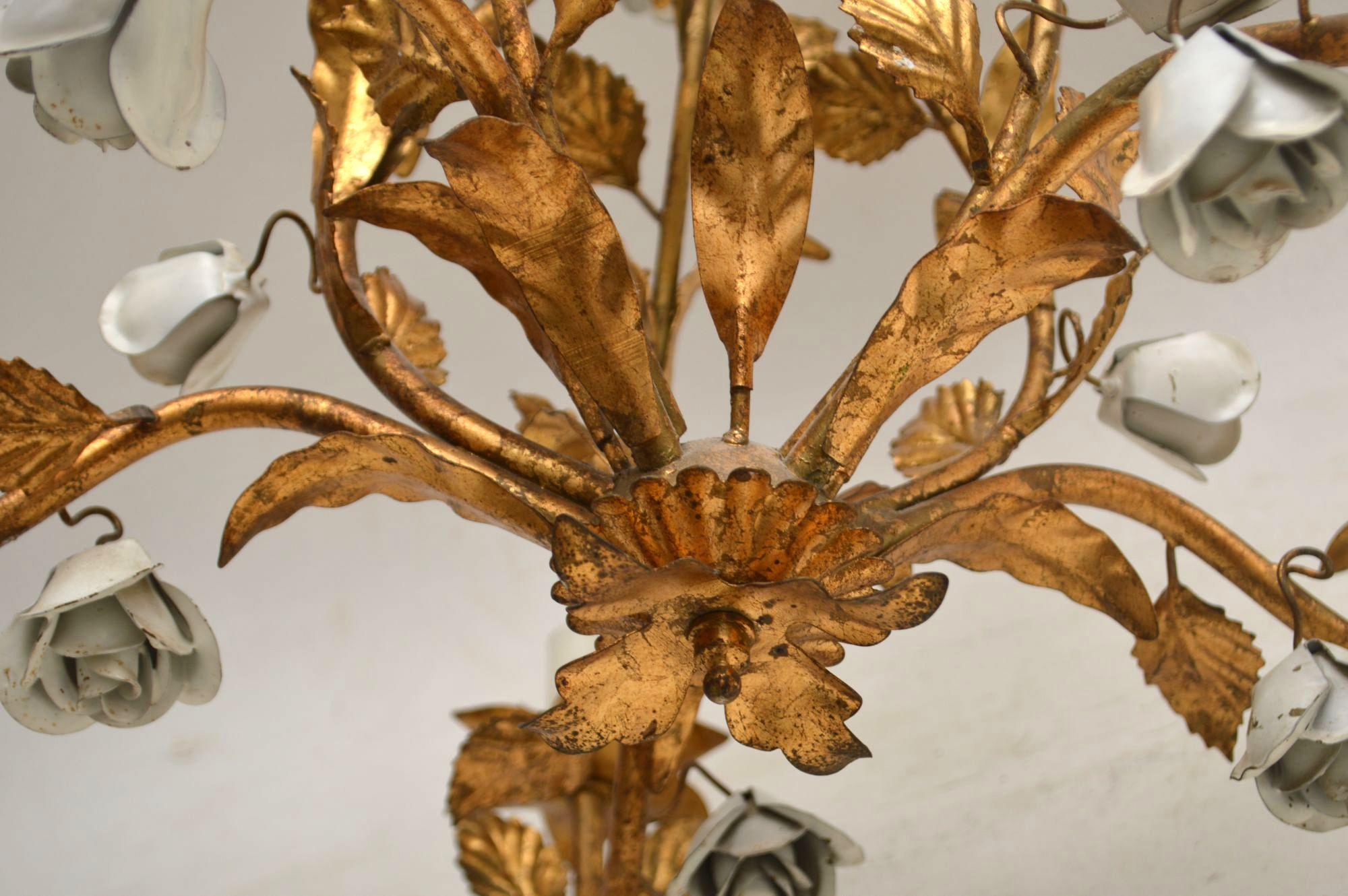 1950s Italian Gilt Metal Chandelier 7