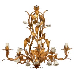 1950s Italian Gilt Metal Chandelier