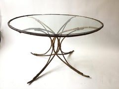 1950s Italian Gilt Metal Faux Bamboo Circular Dining Table