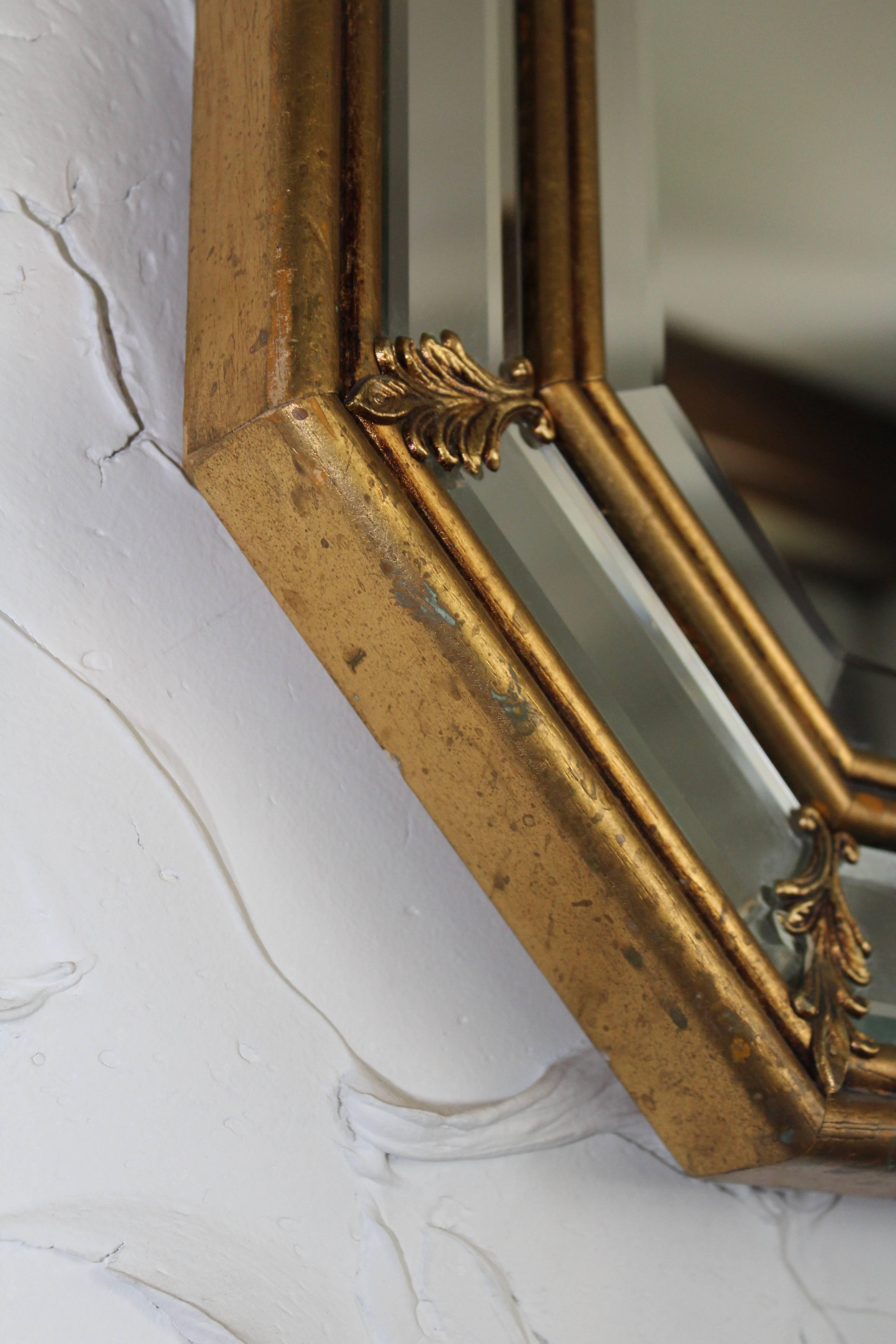 Brass 1950s Italian Gilt Octagonal Mirrors