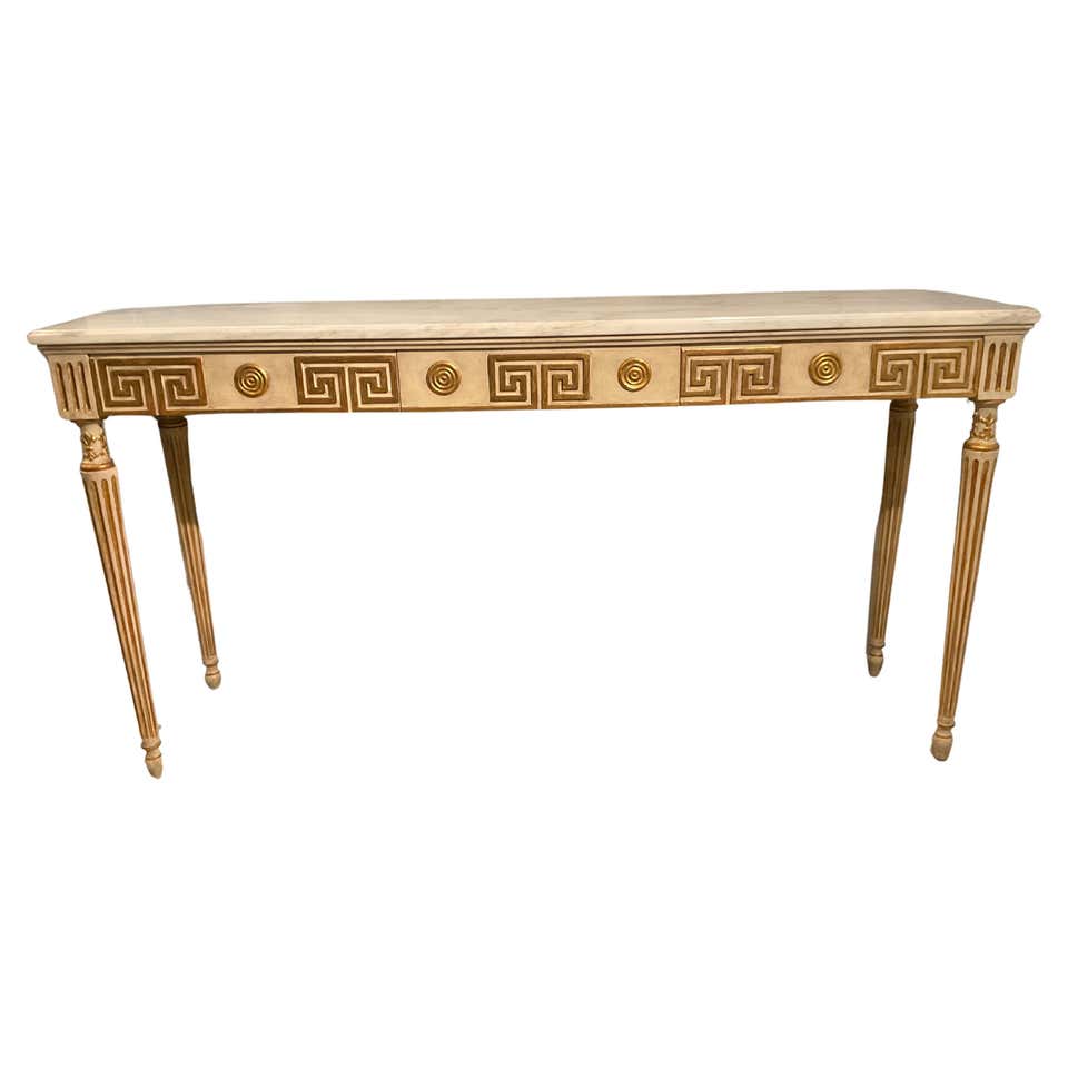 Gilt Greek Key Desk with Leather Top at 1stDibs | greek desk, desk in greek