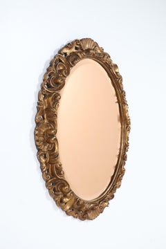 1950s Italian Giltwood And Pink Glass Mirror