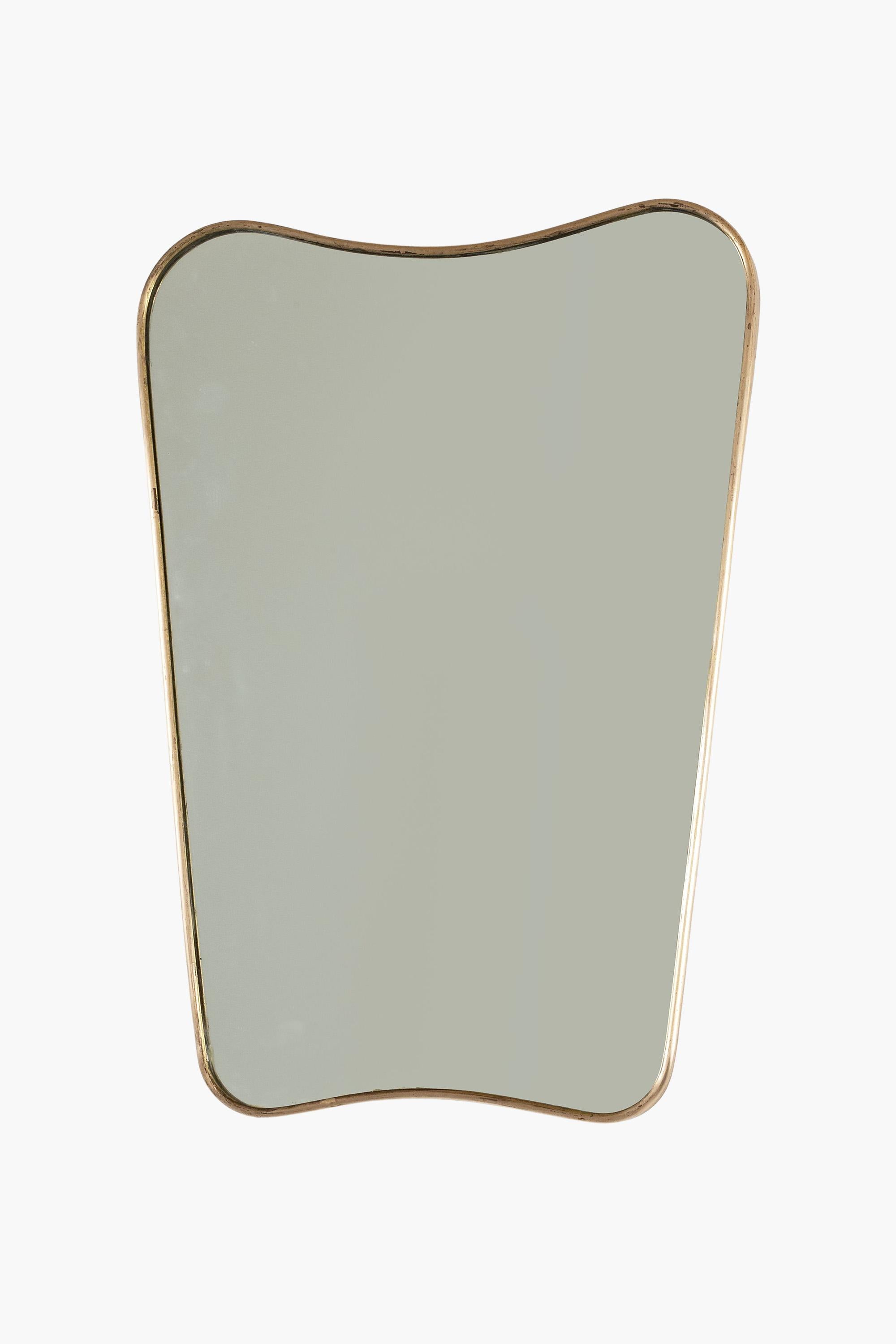 Mid-Century Modern 1950s Italian Gio Ponti Brass Framed Mirror  For Sale