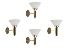 1950s Italian Glass and Brass Cone Sconces