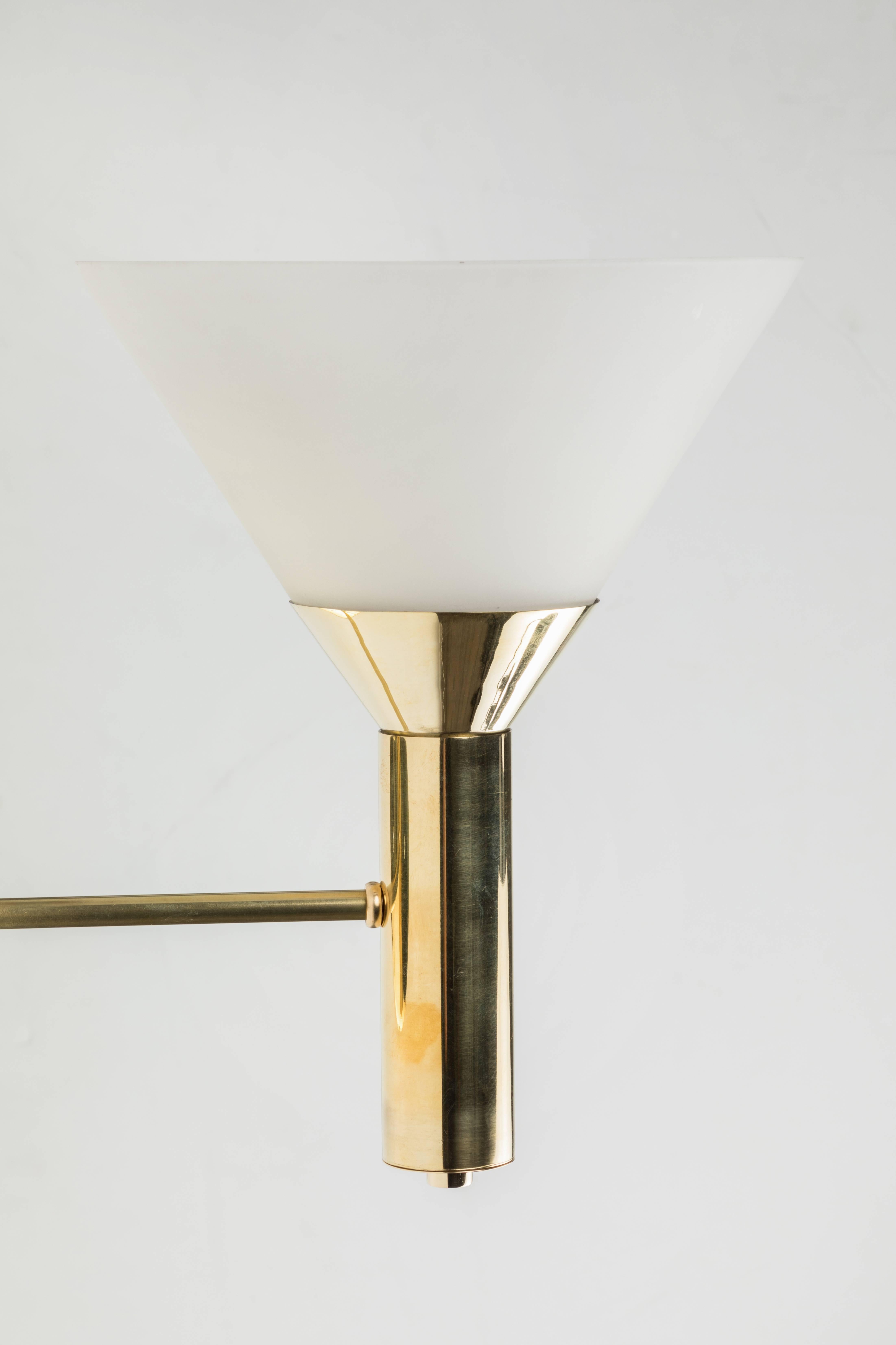 Mid-20th Century 1950s Italian Glass and Brass Cone Sconces