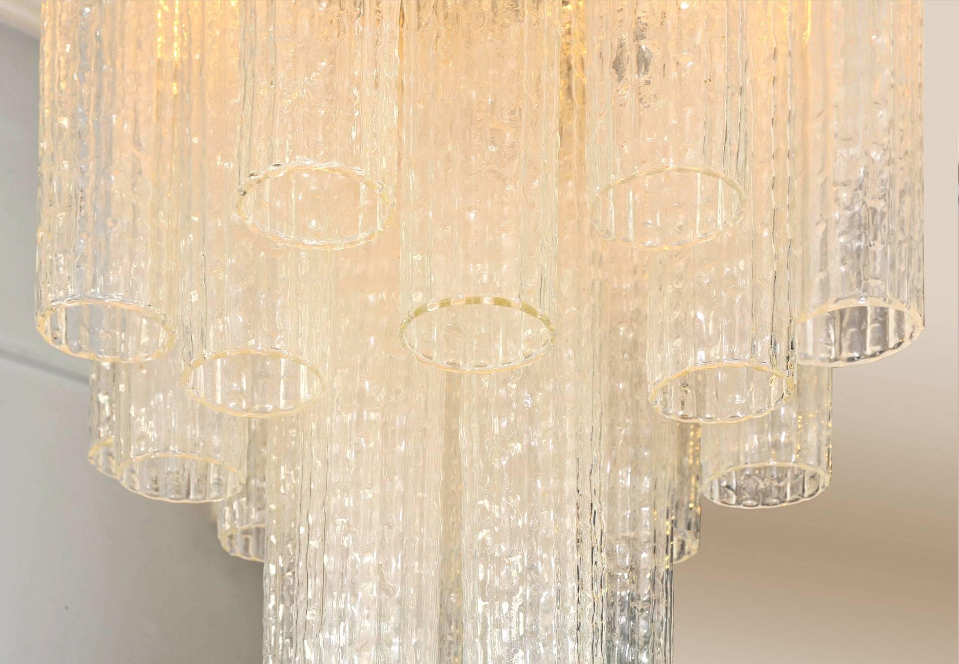 Late 20th Century 1950s Italian Glass Cylindrical Chandelier by Venini