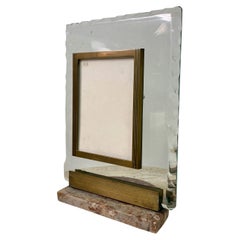 1950s Italian Glass, Marble and Brass Photo Frame