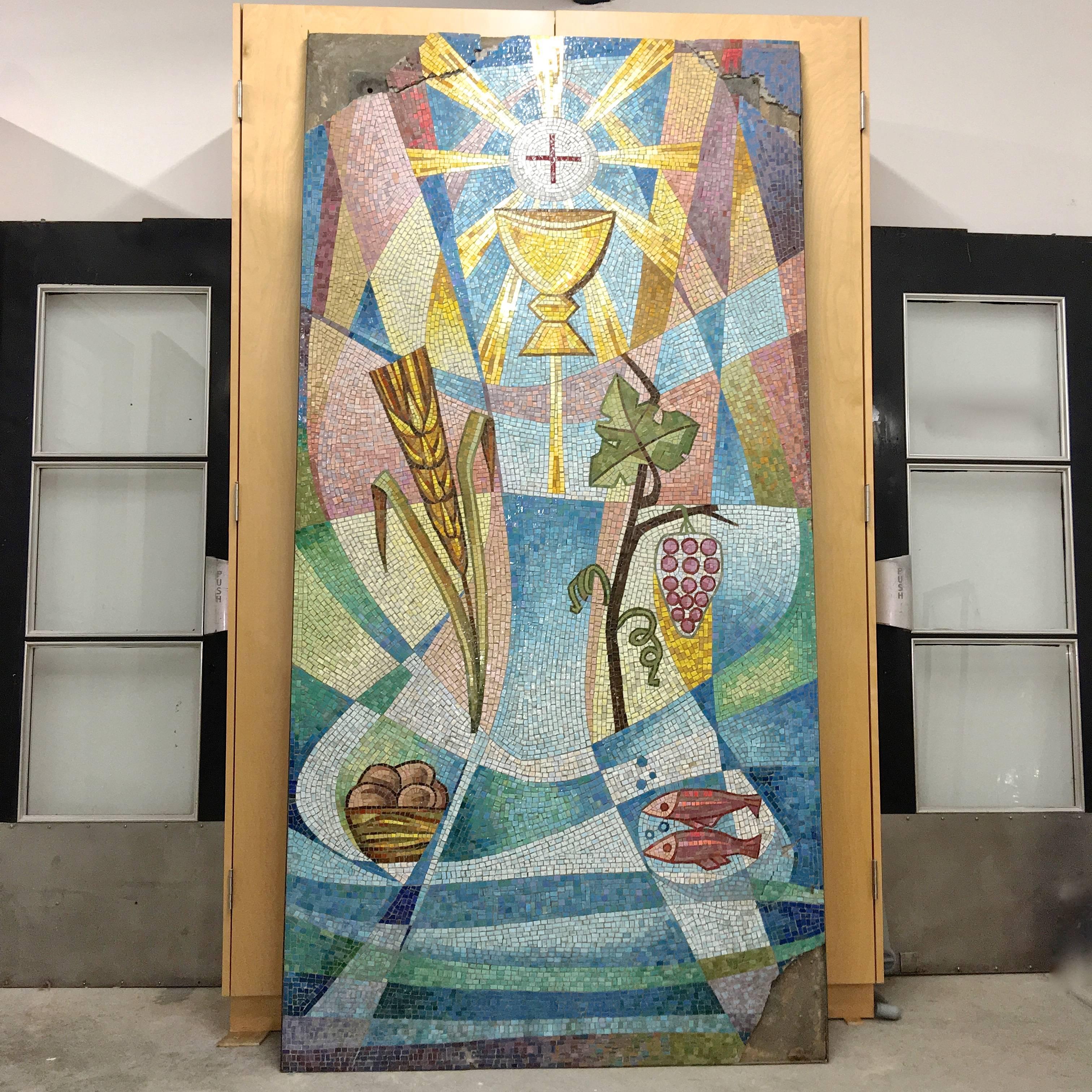 1950s Italian Glass Tile Mosaic Church Floor 3