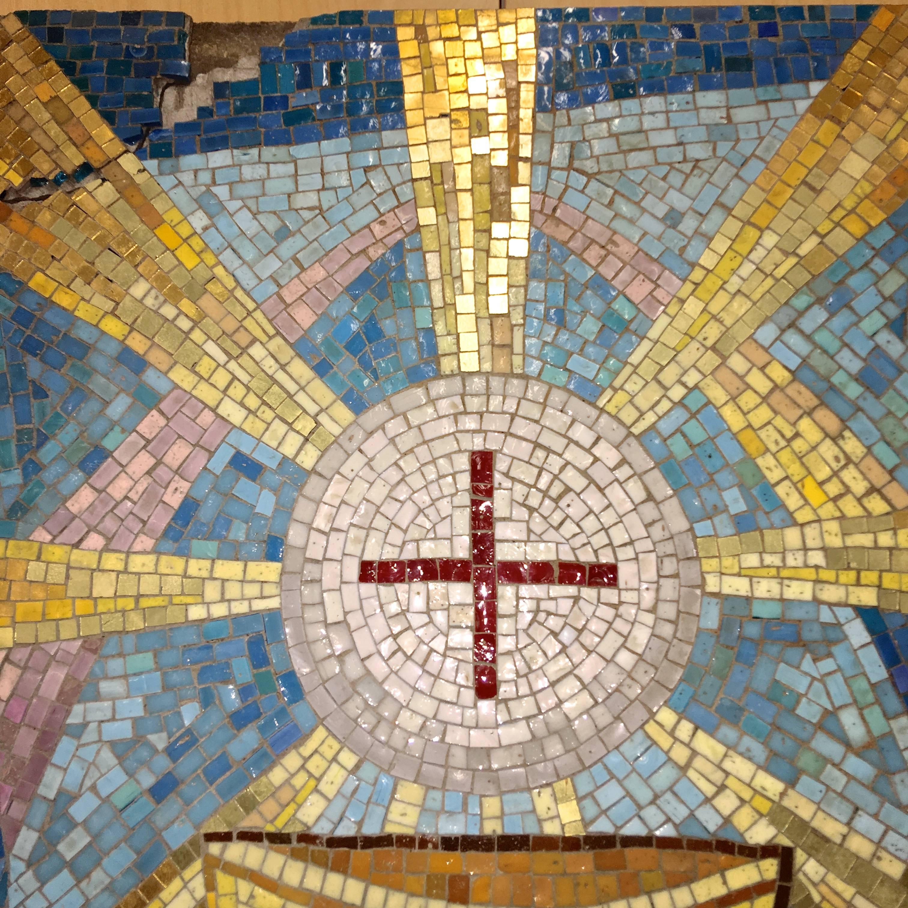 Mid-Century Modern 1950s Italian Glass Tile Mosaic Church Floor