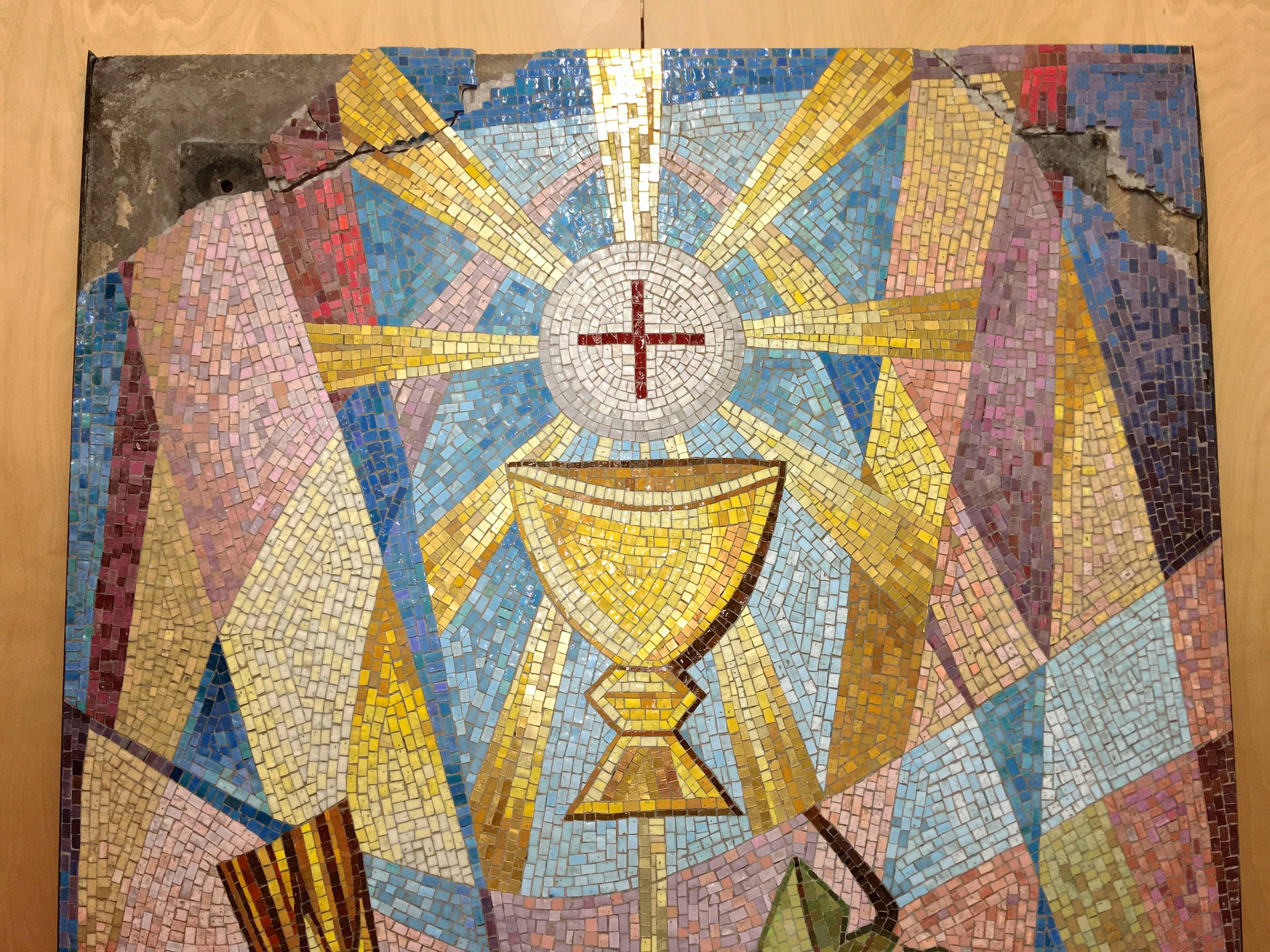 Mid-20th Century 1950s Italian Glass Tile Mosaic Church Floor