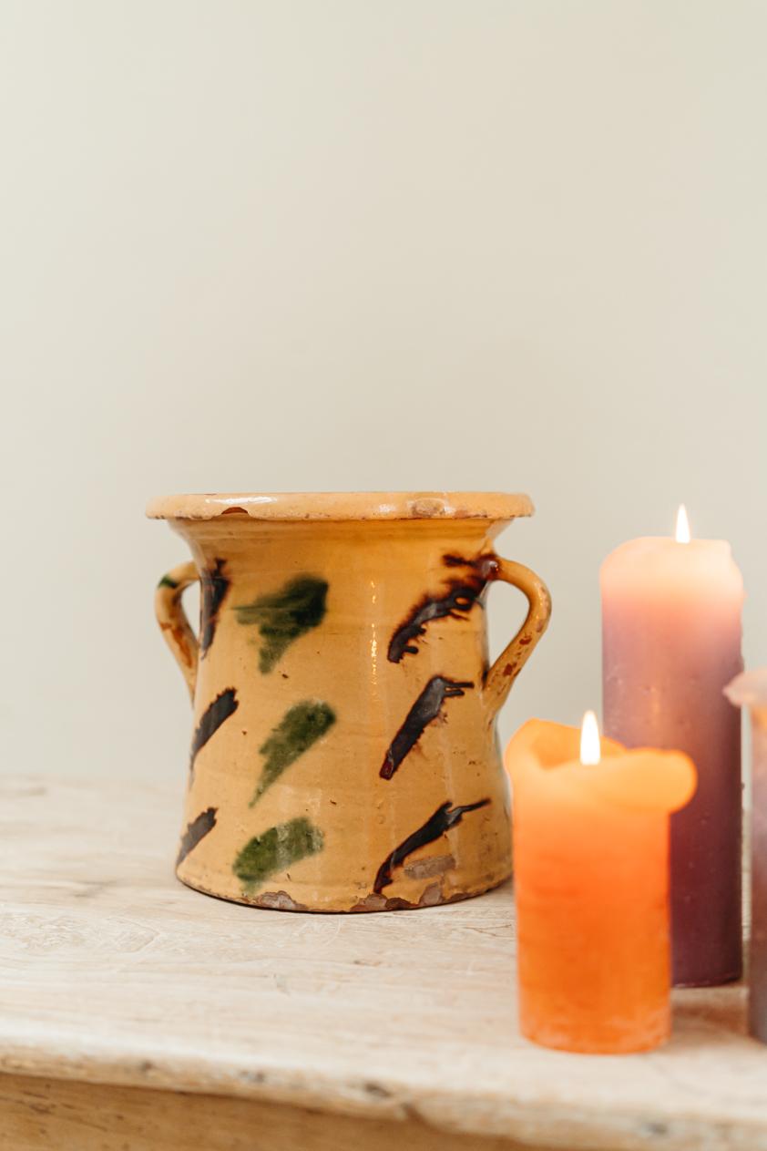 A charming glazed terracotta Italian pot/vase, lovely patina, 1950s,
diameter 28 cm and 27 cm high.