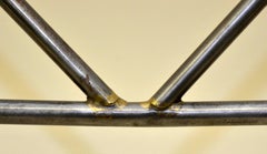 1950s Italian Gondola Swing in Tubular Stripped Steel with Black Leather Seats