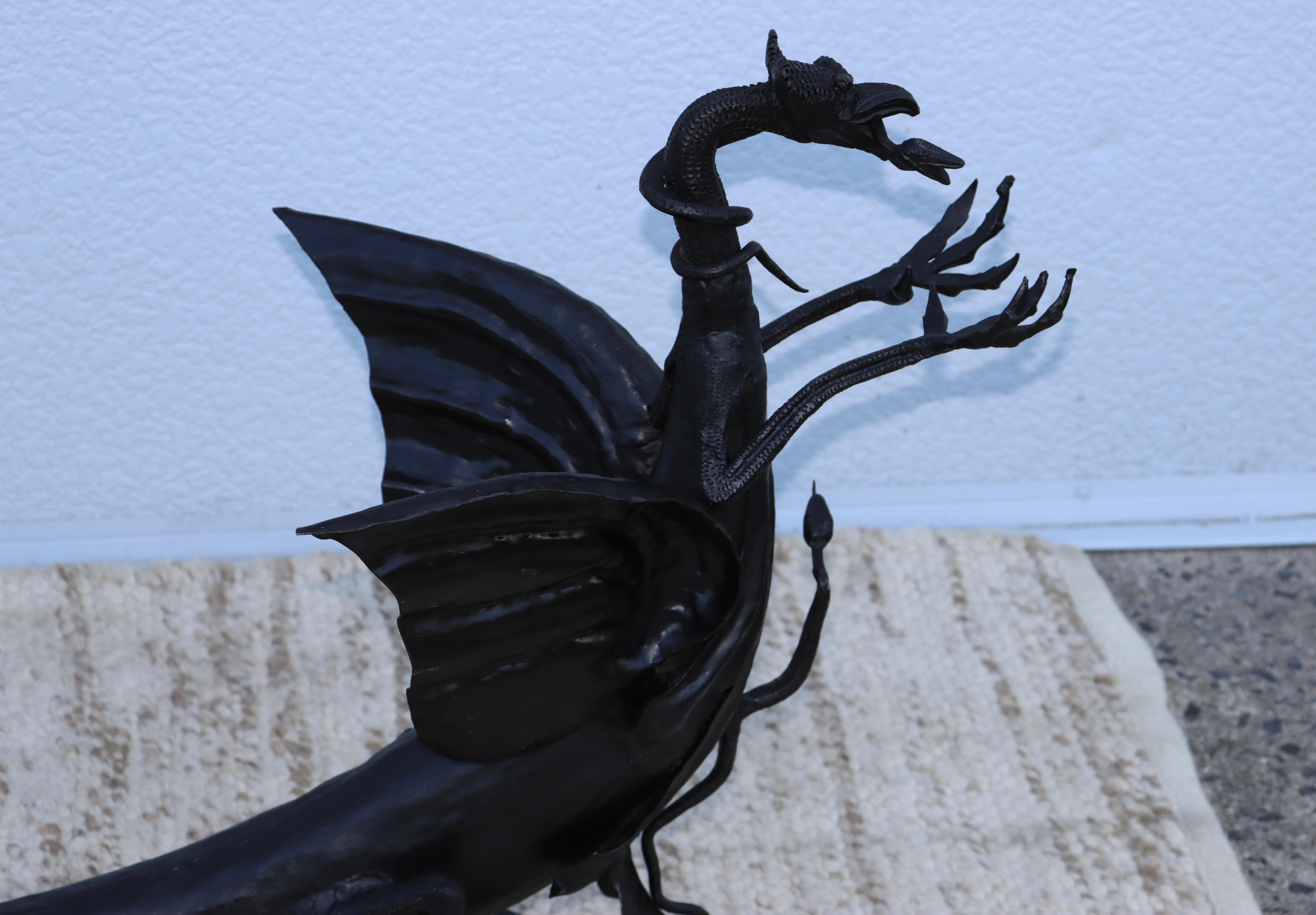 1950's Italian Gothic Dragon Andirons For Sale 13