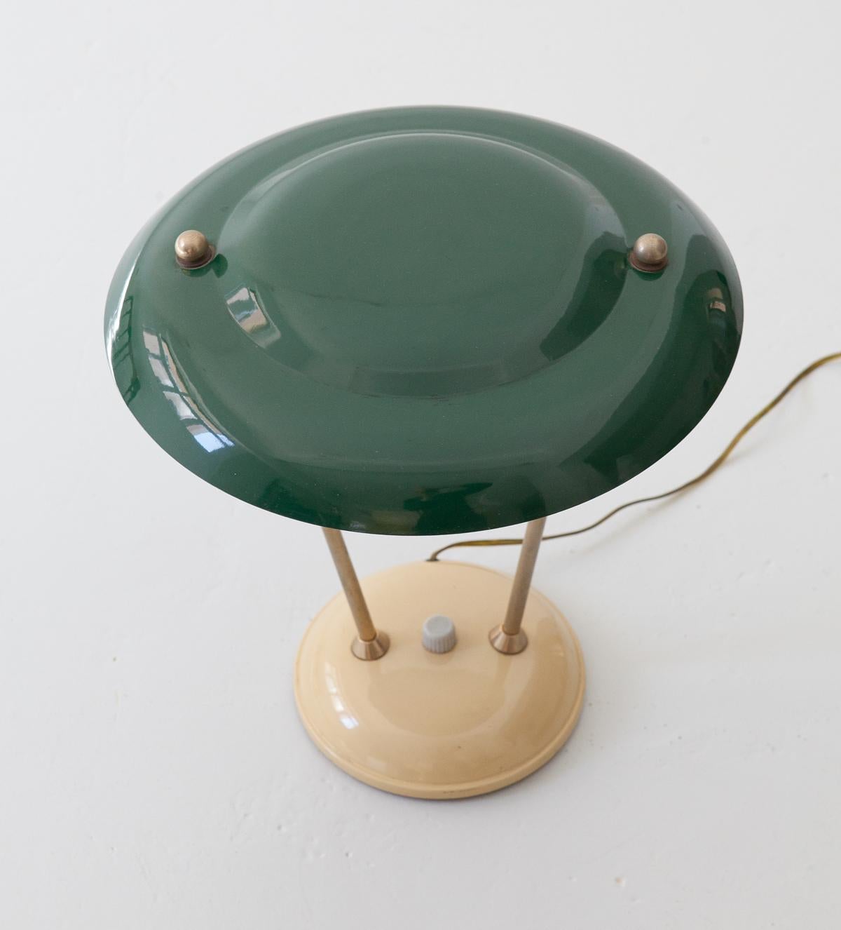 Mid-Century Modern 1950s Italian Green and Cream Table Lamp