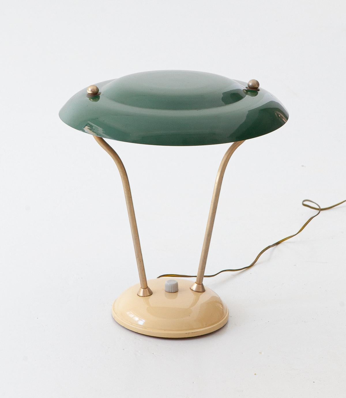 1950s Italian Green and Cream Table Lamp In Good Condition In Rome, IT